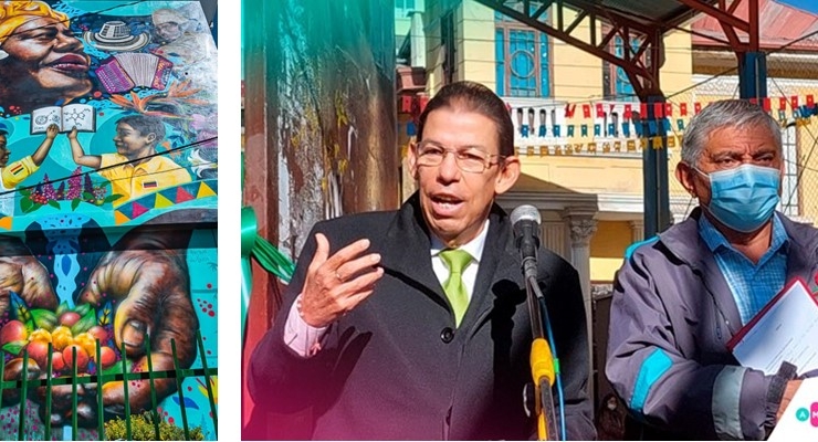 Embajador Ariza hizo entrega del mural “Frutos y Semillas” en al Gobierno Municipal de La Paz