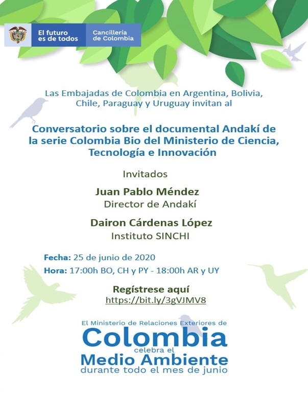 Las Embajadas en Argentina, Bolivia, Chile, Paraguay y Uruguay celebraron el Día del Medio Ambiente con un conversatorio virtual sobre el documental "Andakí, camino de vida”