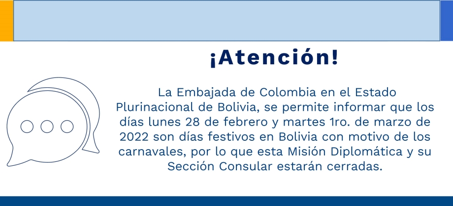 ¡Atención! Se informa a los connacionales el cierre  por días feriados de la Embajada y el Consulado d