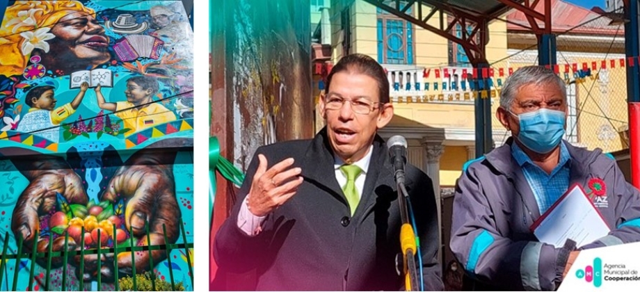 Embajador Ariza hizo entrega del mural “Frutos y Semillas” en al Gobierno Municipal de La Paz