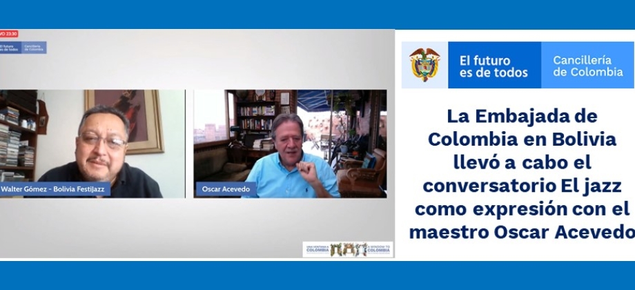 La Embajada de Colombia en Bolivia llevó a cabo el conversatorio El jazz como expresión con el maestro Oscar Acevedo